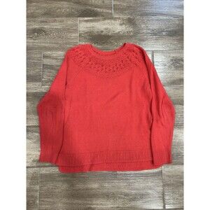 Feminine Coral Color Sweater Size Medium Long Sleeve Crew Neck